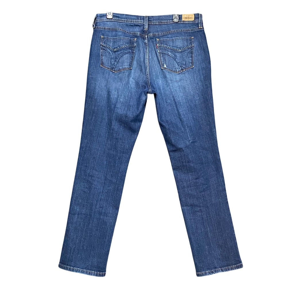 Levi's 505‎ Women's Straight Leg Jeans Dark Wash Size 14 Distressed Mid Rise